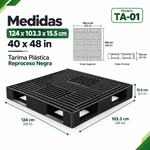Tarima plástica TA-01 con capacidades de carga: 8,000 kg estática, 1,300 kg dinámica y 500 kg en rack