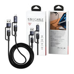 Cable USB-C 4 en 1 Reforzado 60W 1.2m para iPhone Tipo C y Micro USB Negro | Slim Company