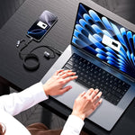 Cable USB-C 4 en 1 Reforzado 60W 1.2m para iPhone Tipo C y Micro USB Negro | Slim Company