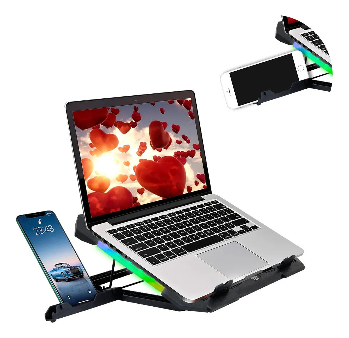 Base Enfriadora para Laptop Antideslizante con 2 Ventiladores RGB | Slim Company