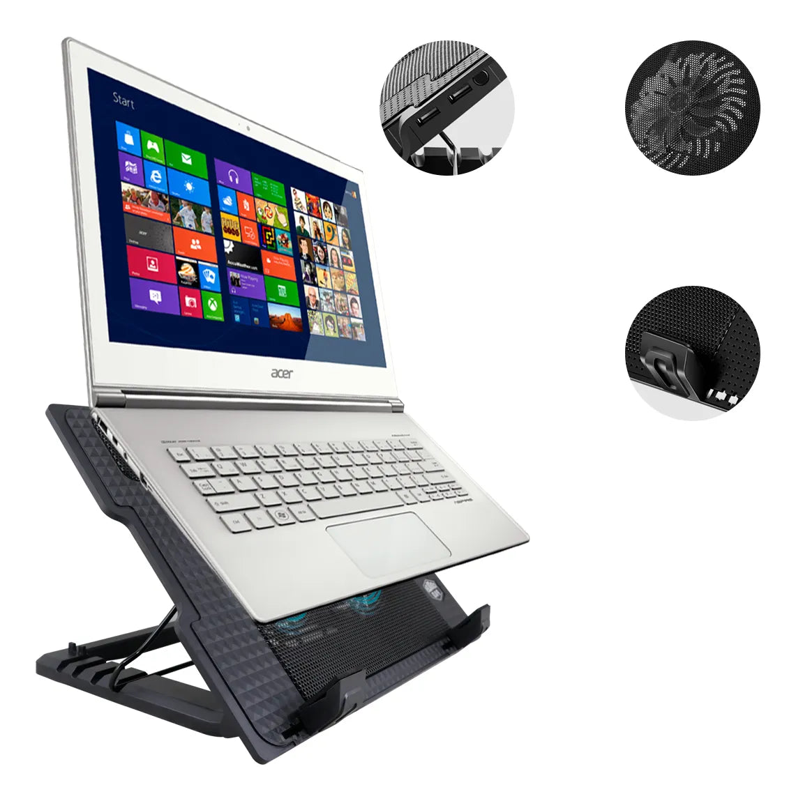 Base Enfriadora para Laptop Antideslizante Negra con 2 Ventiladores | Slim Company