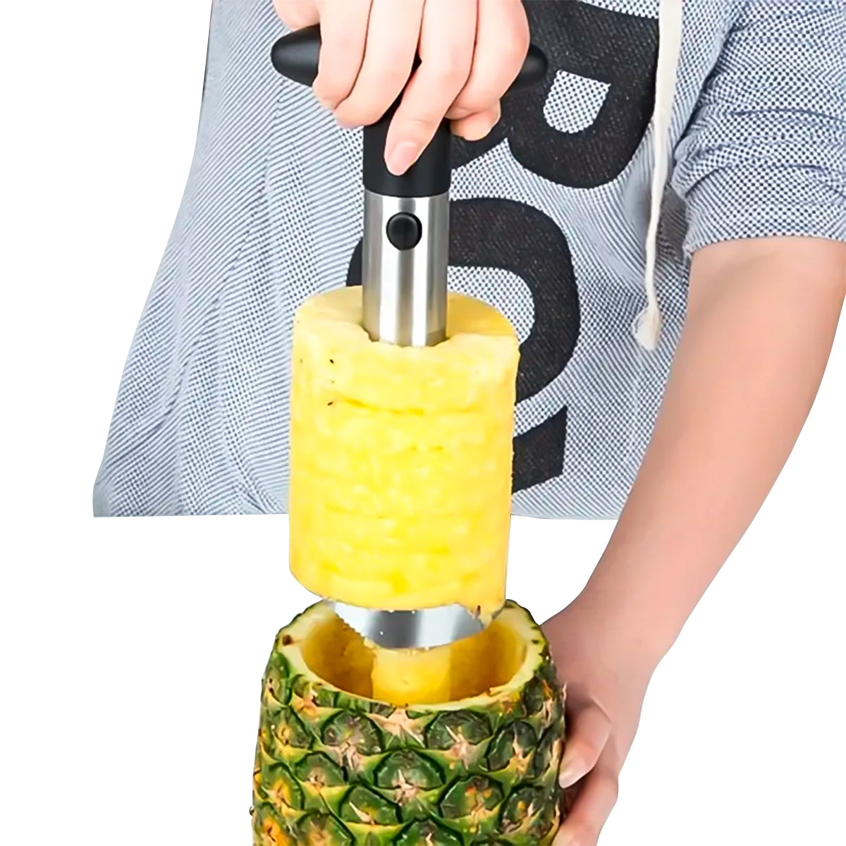 Descorazonador y Cortador de Piña de Acero Inoxidable Negro | Slim Company