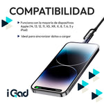 Cable USB-C 4 en 1 Reforzado 60W 1.2m para iPhone Tipo C y Micro USB Negro | Slim Company