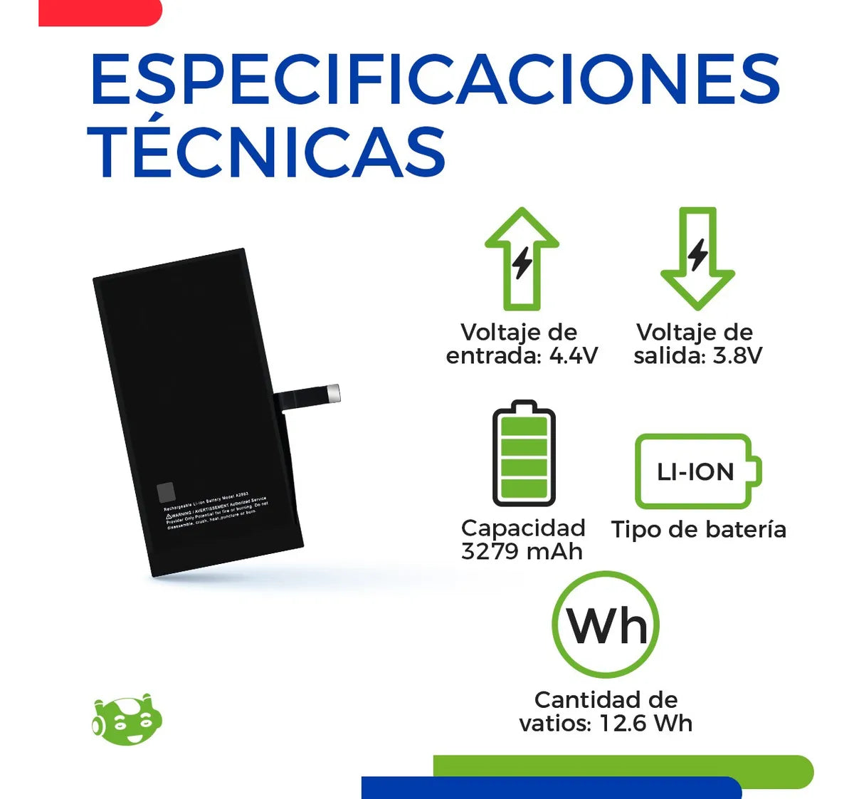 Batería para iPhone 14 A2649 A2881 A2882 A2883 A2884 3279mAh | Slim Company