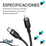 Cable USB-C para iPhone 27W Reforzado 30 cm Carga y Datos Compatible con iPad | Slim Company