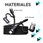 Cable USB-C 4 en 1 Reforzado 60W 1.2m para iPhone Tipo C y Micro USB Negro | Slim Company