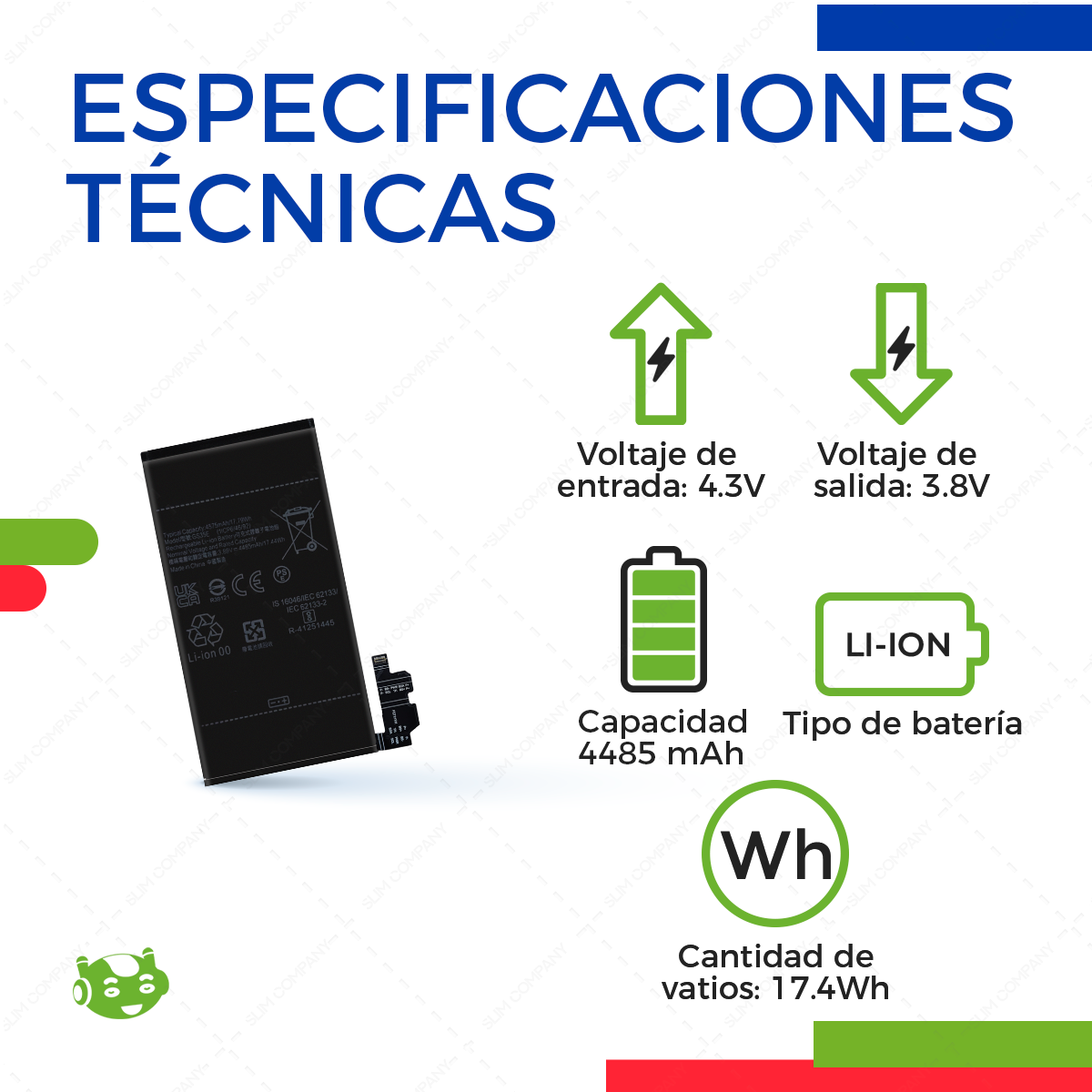 Batería para Google Pixel 8 Modelo GS35E | Slim Company