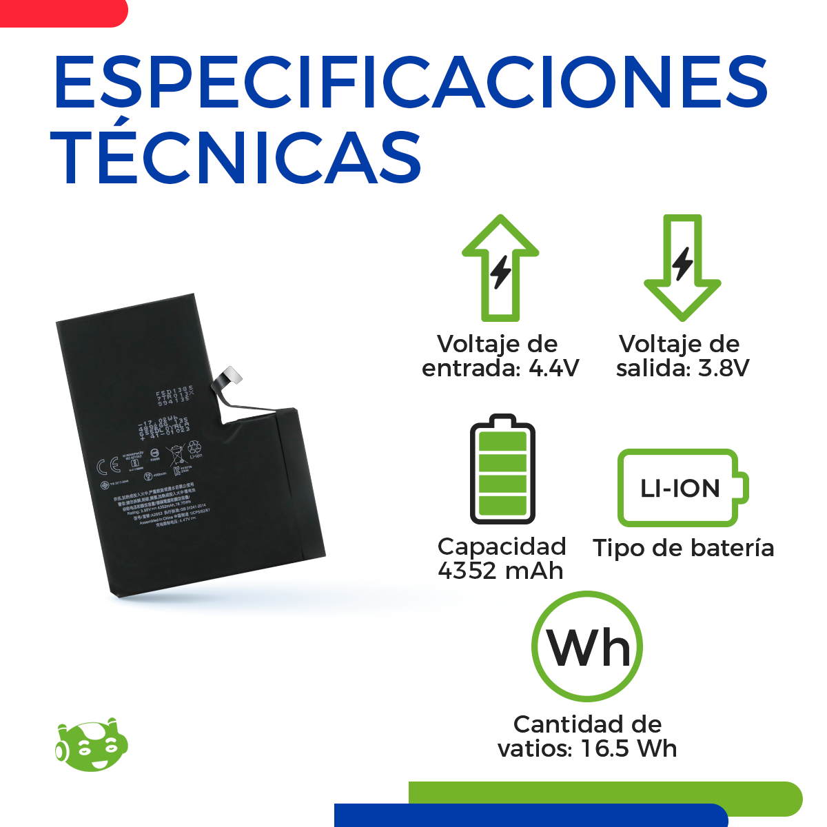 Batería para iPhone 13 Pro Max A2641 A2643 A2644 A2645 4352mAh | Slim Company