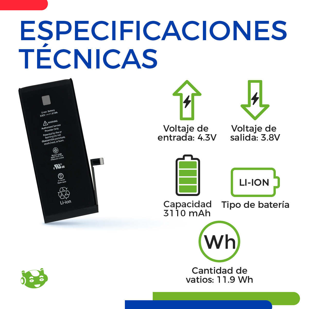 Batería para iPhone 11 A2111 A2221 A2223 3110mAh | Slim Company