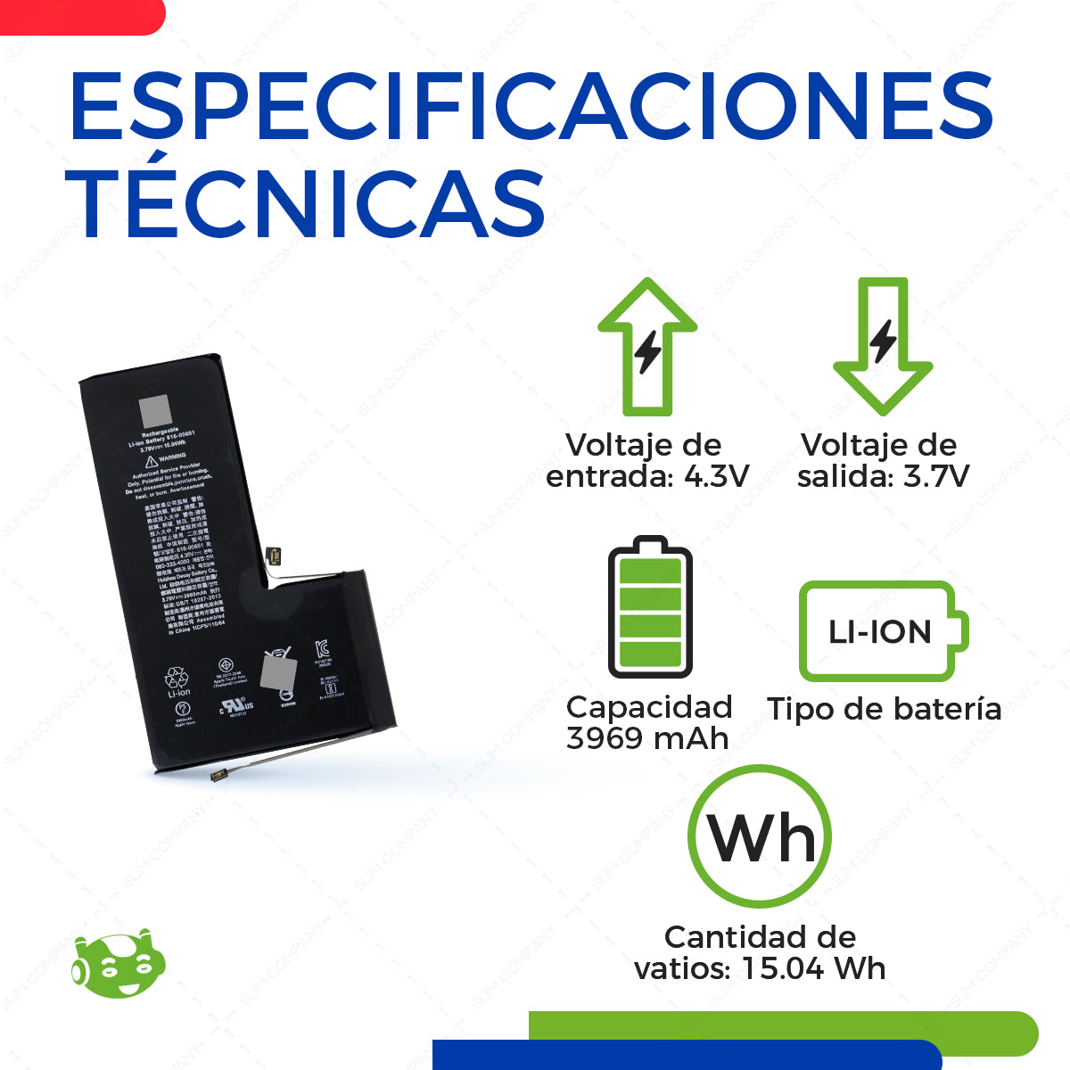 Batería para iPhone 11 Pro Max A2161 A2218 A2220 3969mAh | Slim Company