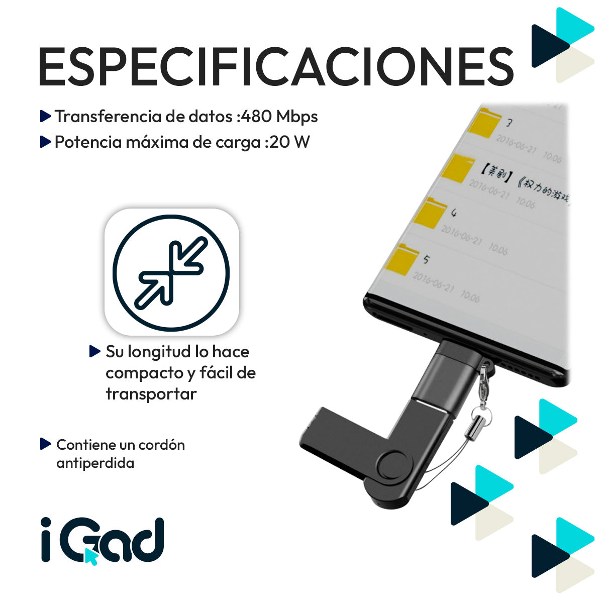 Adaptador OTG USB-A a USB-C 480Mbps para Celular y PC | Slim Company