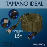 Cable Extensión USB Activa 2.0 Macho a Hembra 15 m 480 Mbps Negro | Slim Company