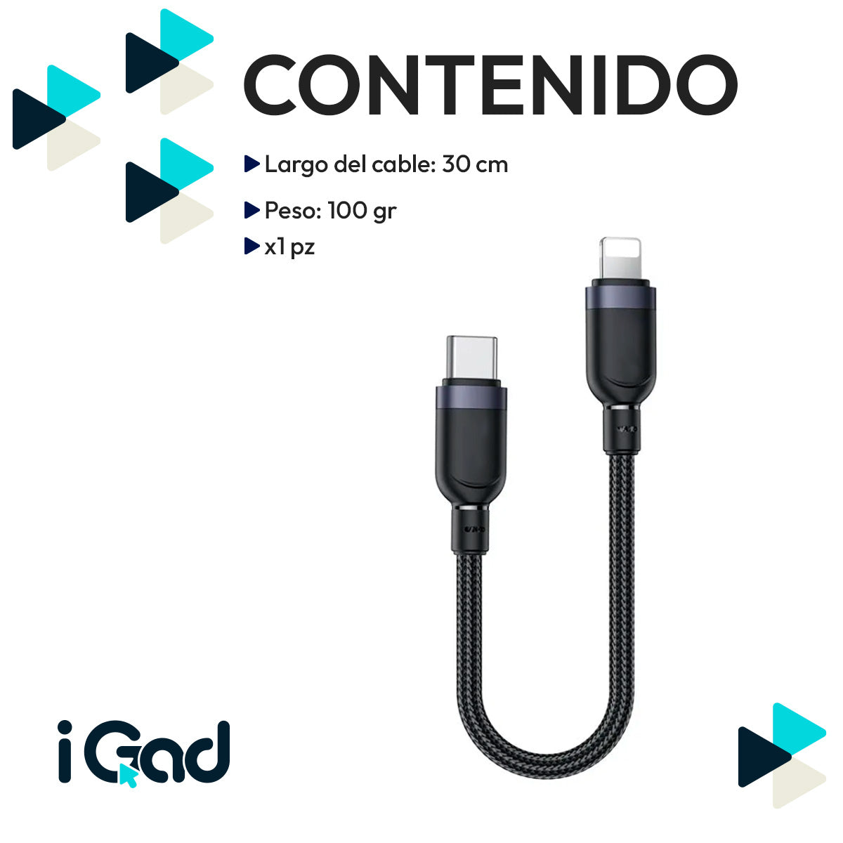 Cable USB-C para iPhone 27W Reforzado 30 cm Carga y Datos Compatible con iPad | Slim Company