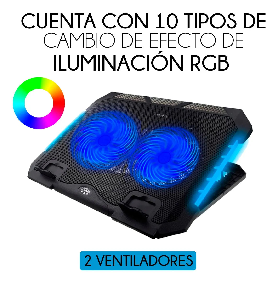 Base Enfriadora para Laptop Antideslizante con 2 Ventiladores RGB | Slim Company