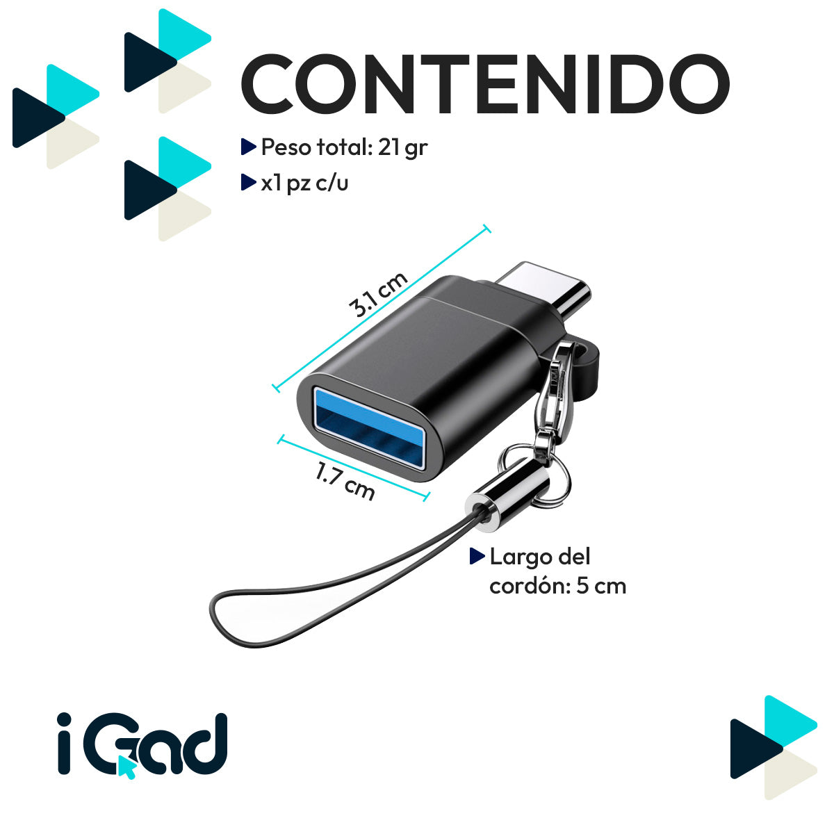 Adaptador OTG USB-A a USB-C 480Mbps para Celular y PC | Slim Company