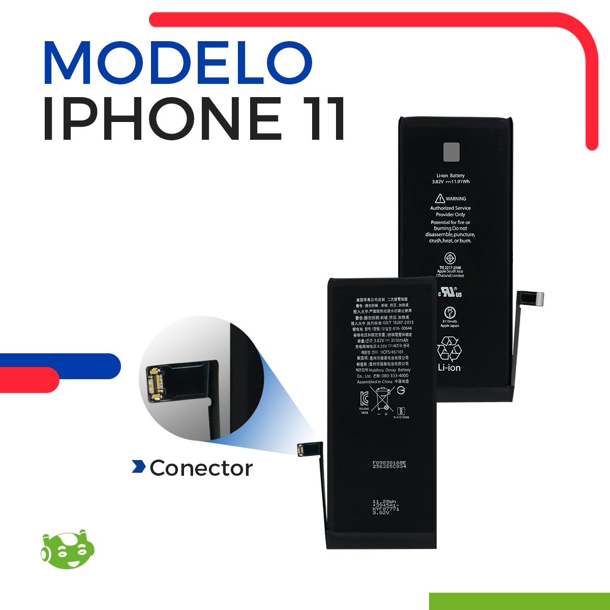 Batería para iPhone 11 A2111 A2221 A2223 3110mAh | Slim Company