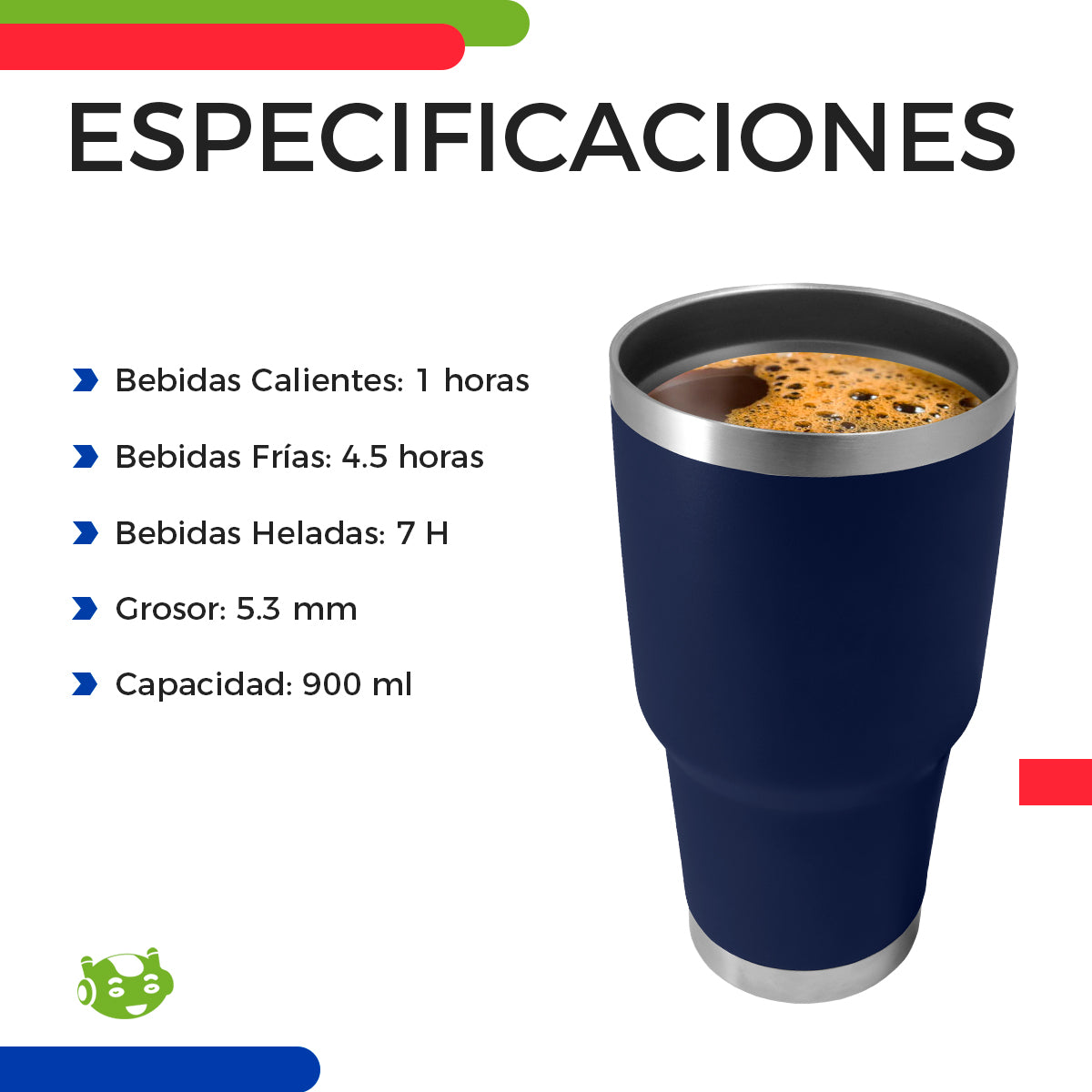 Vaso Térmico de Acero Inoxidable 30oz / 880 ml para Bebidas Frías y Calientes | Slim Company