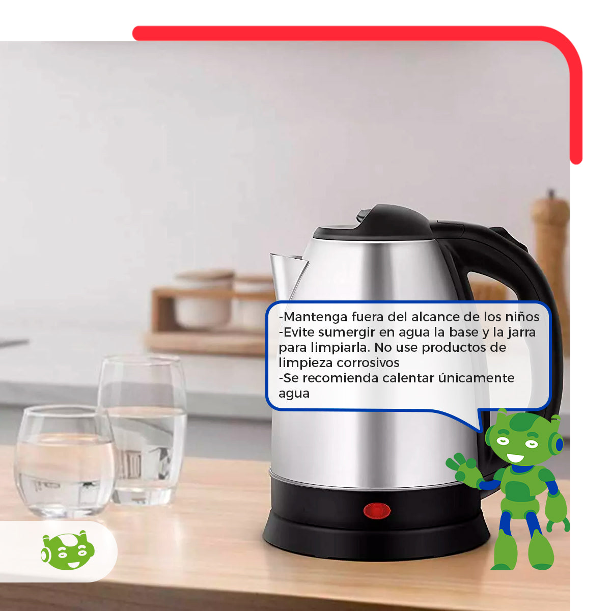 Jarra Eléctrica Slim Company 2 L Acero Inoxidable Hervidor para Agua y Café