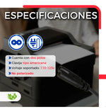 Cable de Corriente Dos Polos para Cargador de Laptop 1.5 m Negro | Slim Company