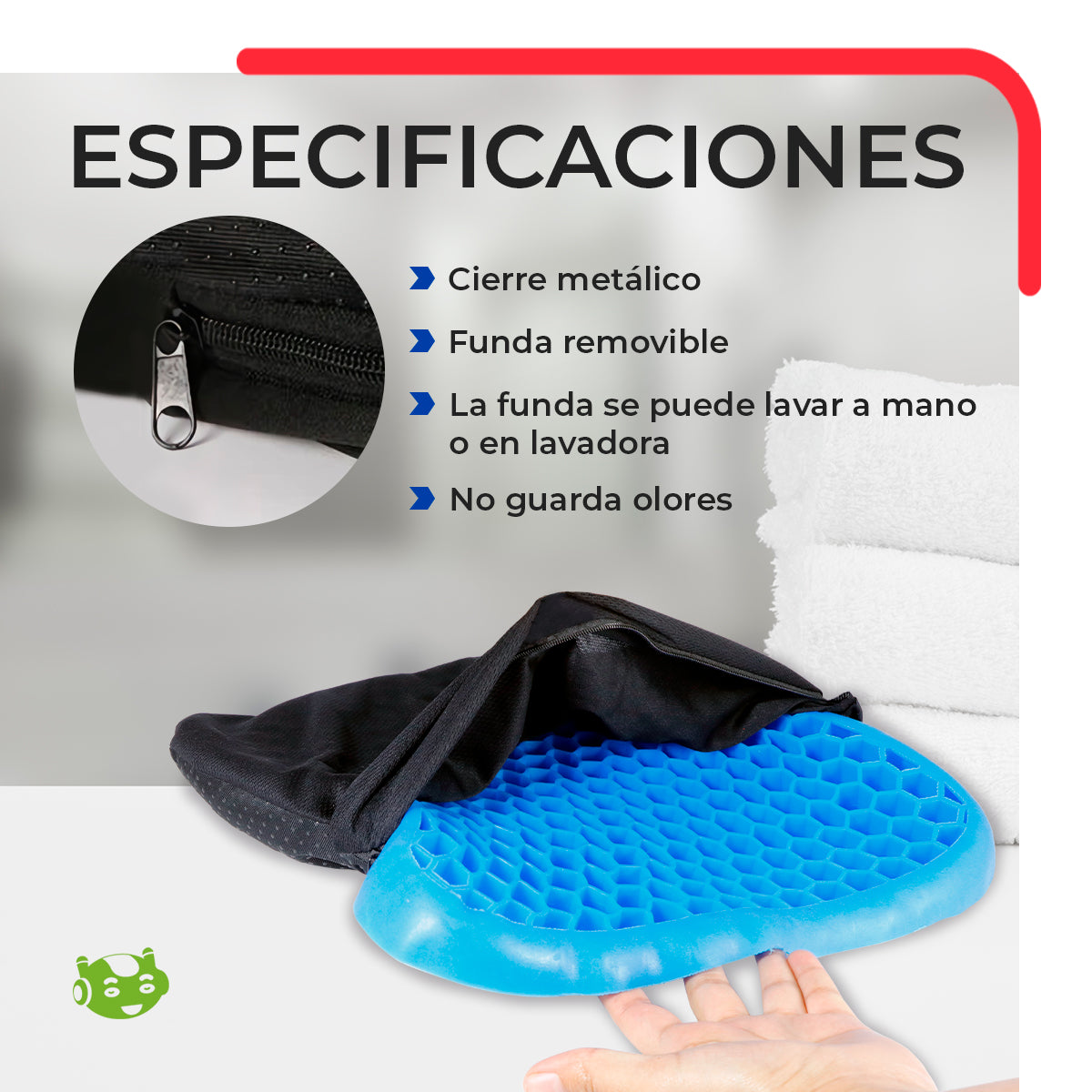 Cojín Ergonómico Tipo Panal de Polímero Elástico para Silla Azul