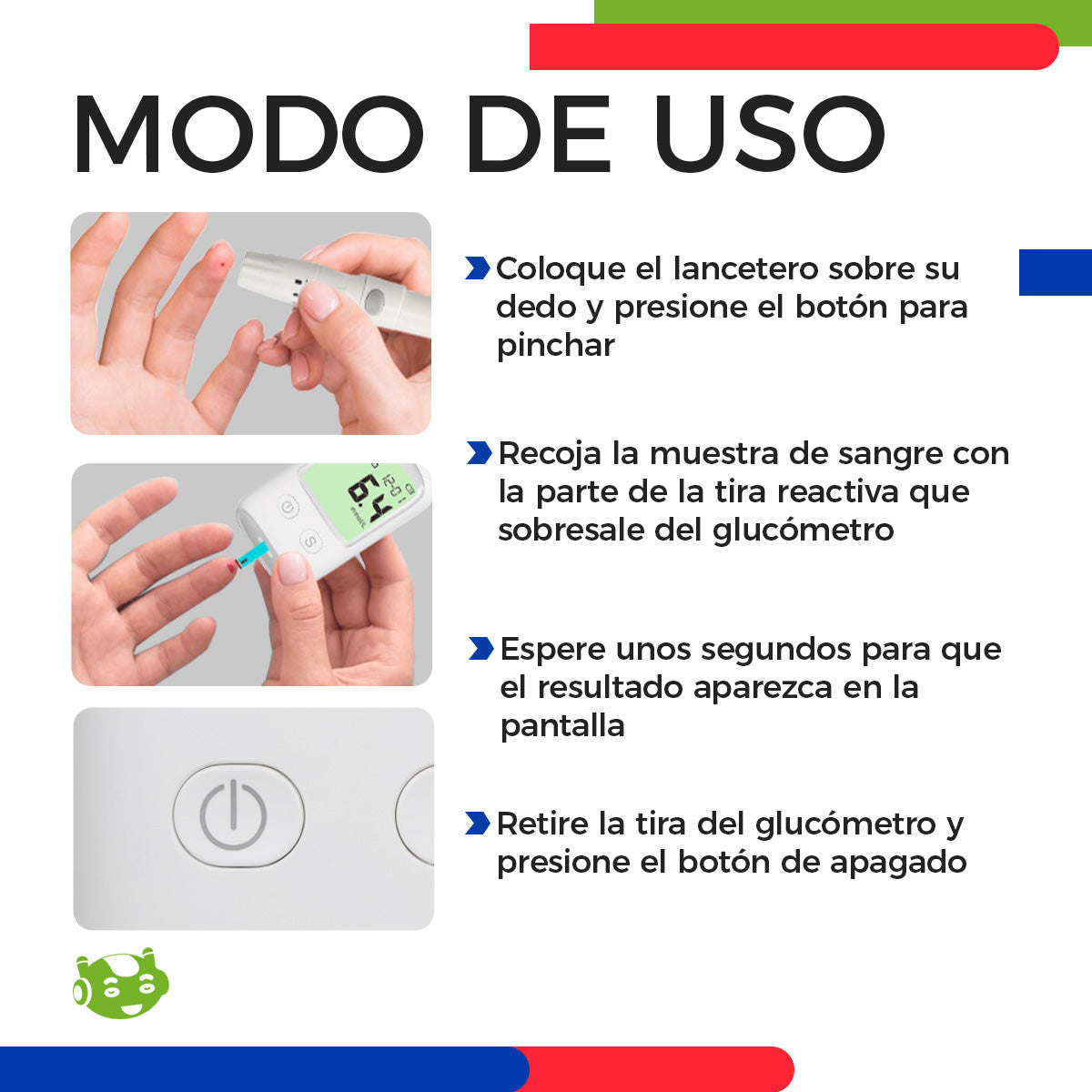 Medidor de Glucosa en Sangre Glucómetro con Tiras Reactivas Blanco | Slim Company