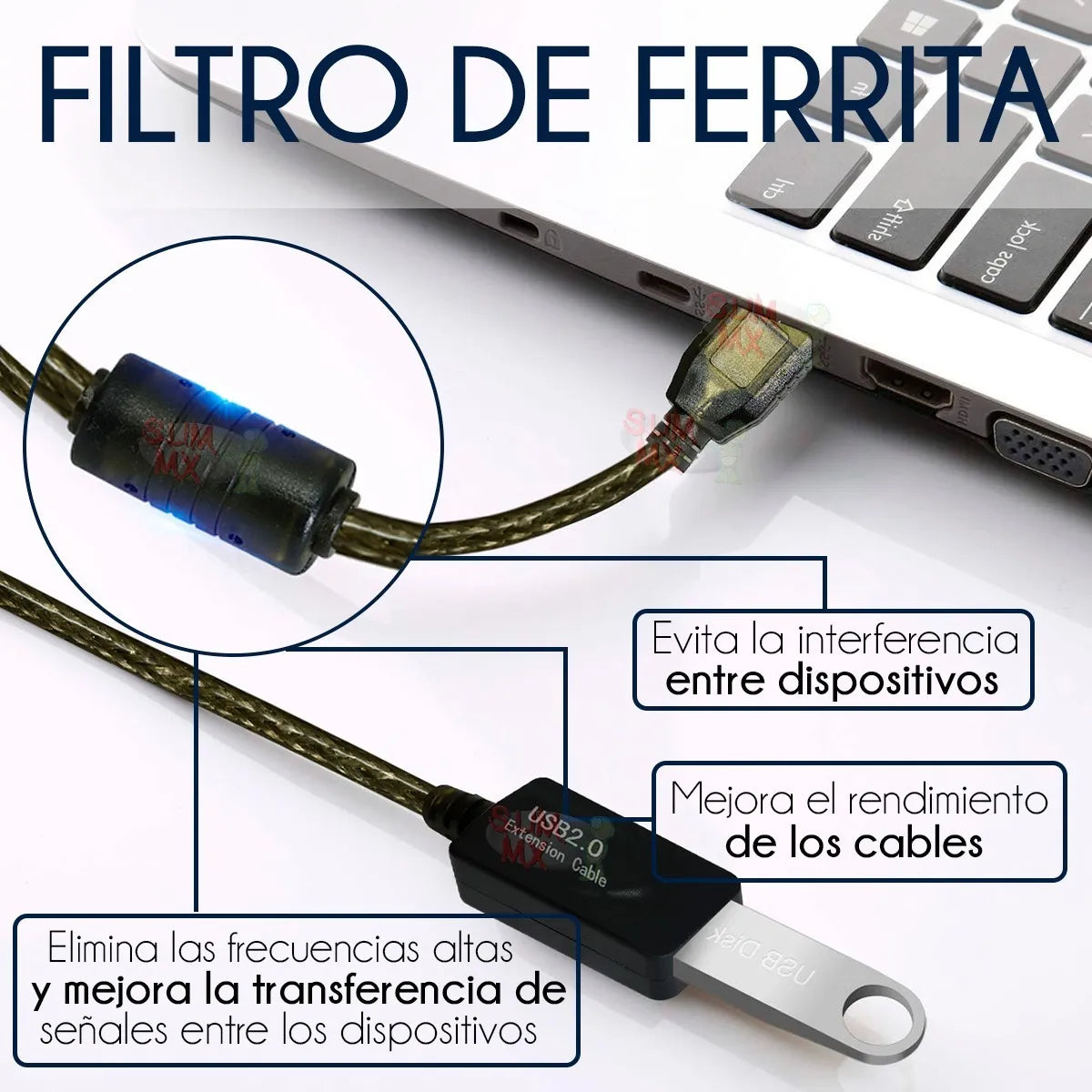 Cable Extensión USB Activa 2.0 Macho a Hembra 10 m 480 Mbps Negro | Slim Company