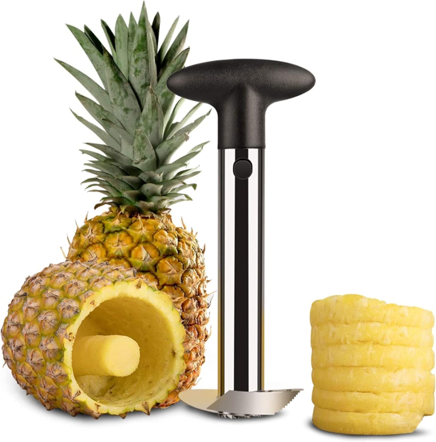 Descorazonador y Cortador de Piña de Acero Inoxidable Negro | Slim Company