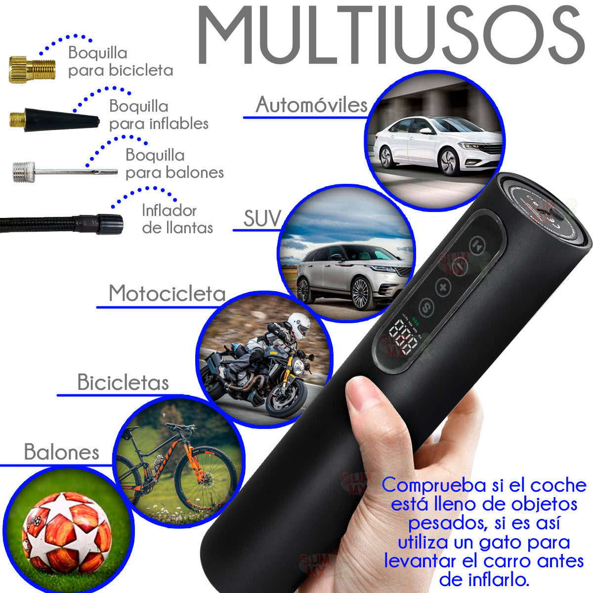 Compresor de Aire Digital USB-C Portátil Modelo C2813 Negro | Slim Company