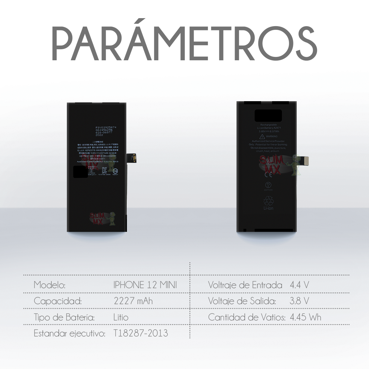 Batería para iPhone 12 Mini A2176 A2398 A2399 A2400 2227mAh | Slim Company