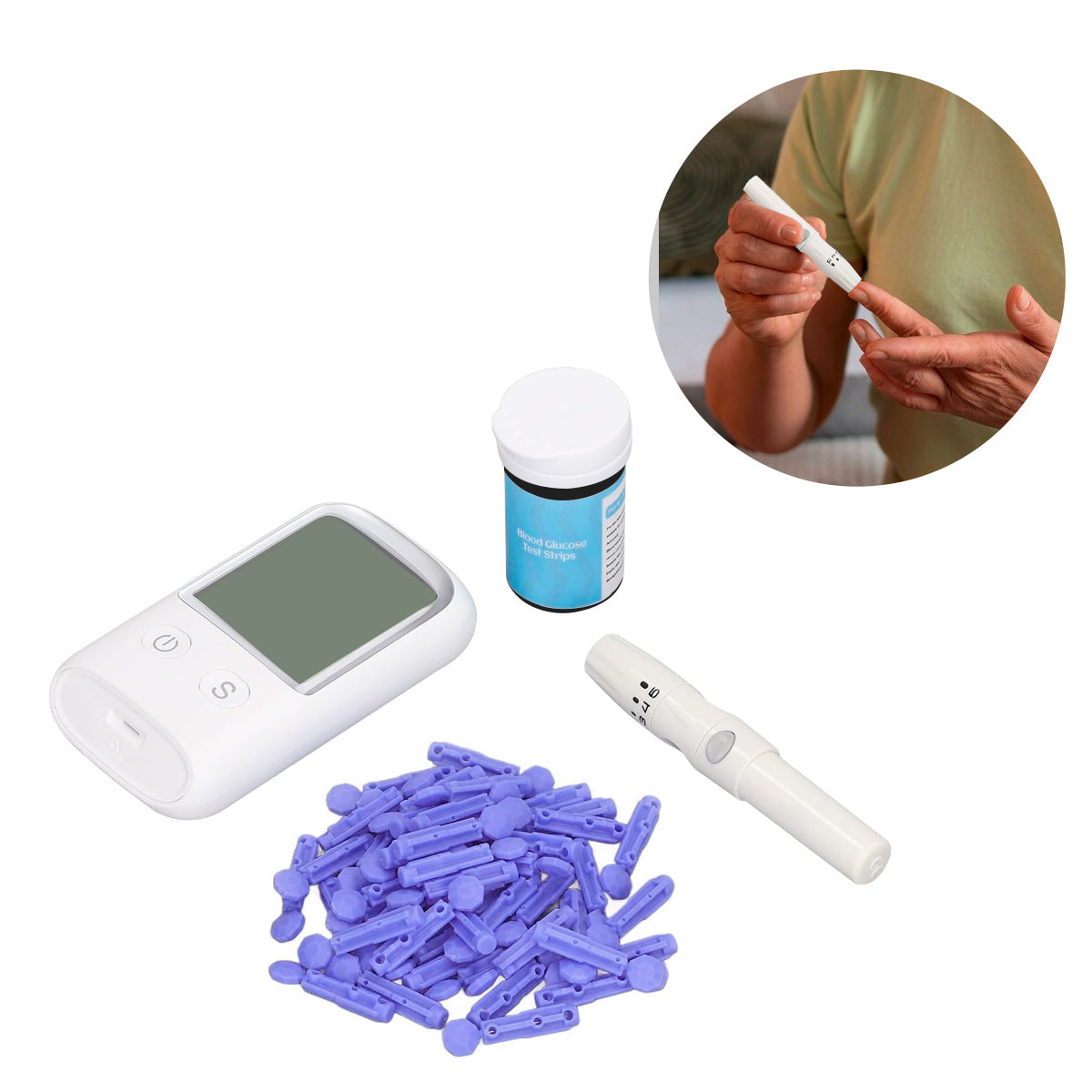 Medidor de Glucosa en Sangre Glucómetro con Tiras Reactivas Blanco | Slim Company