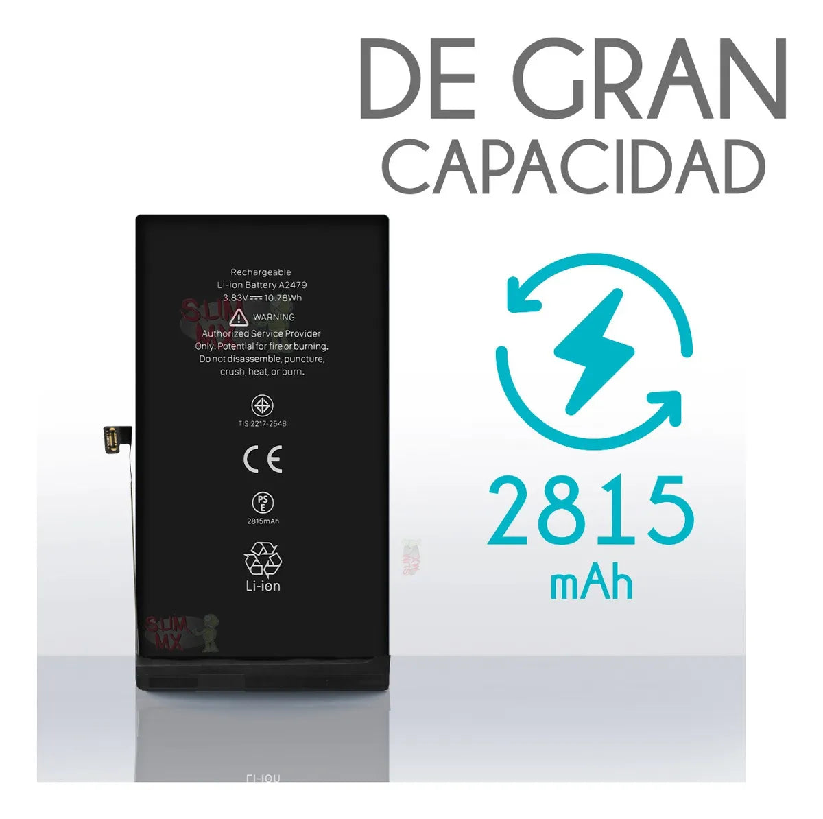 Batería para iPhone 12 y 12 Pro A2172 A2402 A2403 A2404 A2341 A2406 A2407 A2408 2815mAh | Slim Company