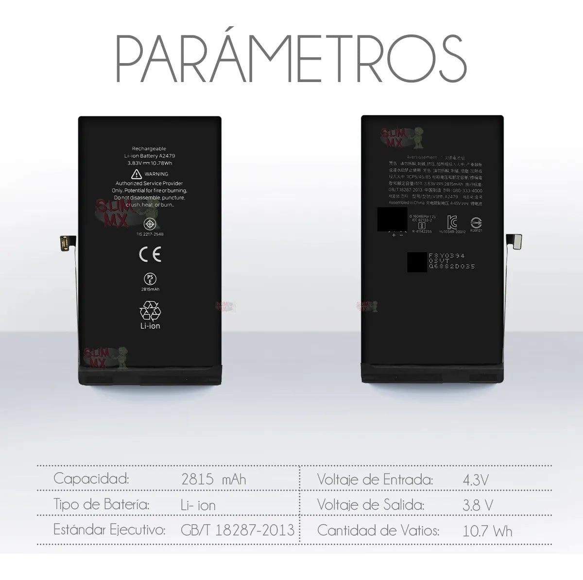 Batería para iPhone 12 y 12 Pro A2172 A2402 A2403 A2404 A2341 A2406 A2407 A2408 2815mAh | Slim Company