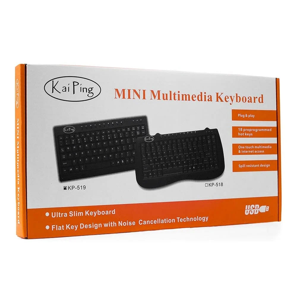 Mini Teclado USB Multimedia en Español para PC y Laptop Negro | Slim Company