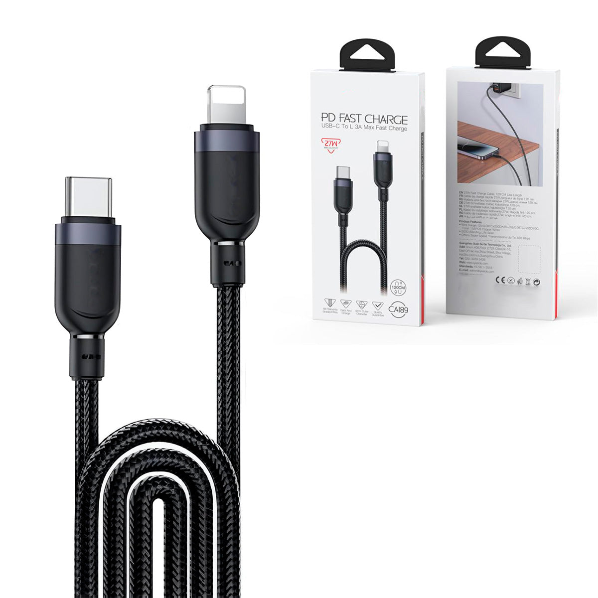 Cable USB-C para iPhone 27W Reforzado 30 cm Carga y Datos Compatible con iPad | Slim Company