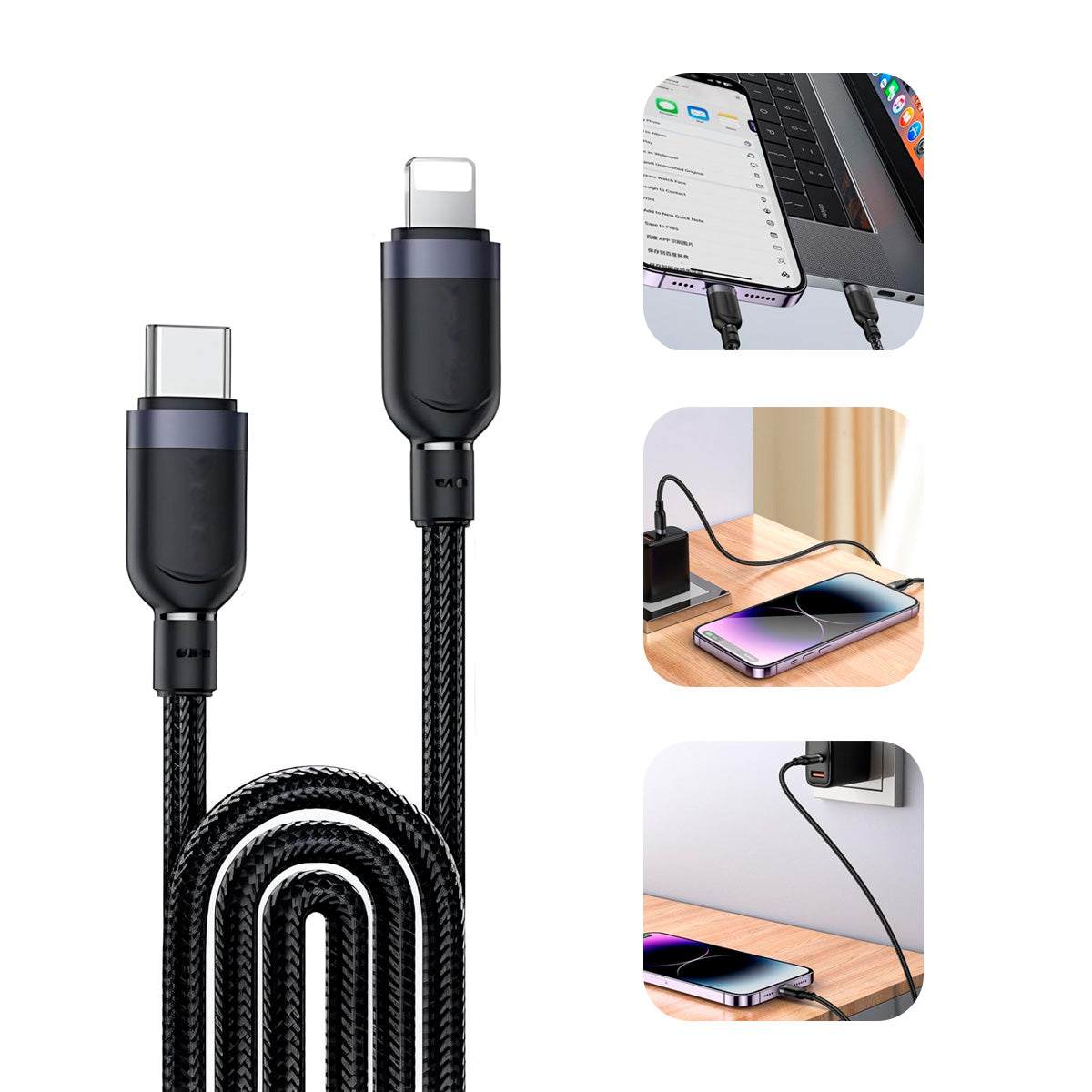 Cable USB-C para iPhone 27W Reforzado 30 cm Carga y Datos Compatible con iPad | Slim Company