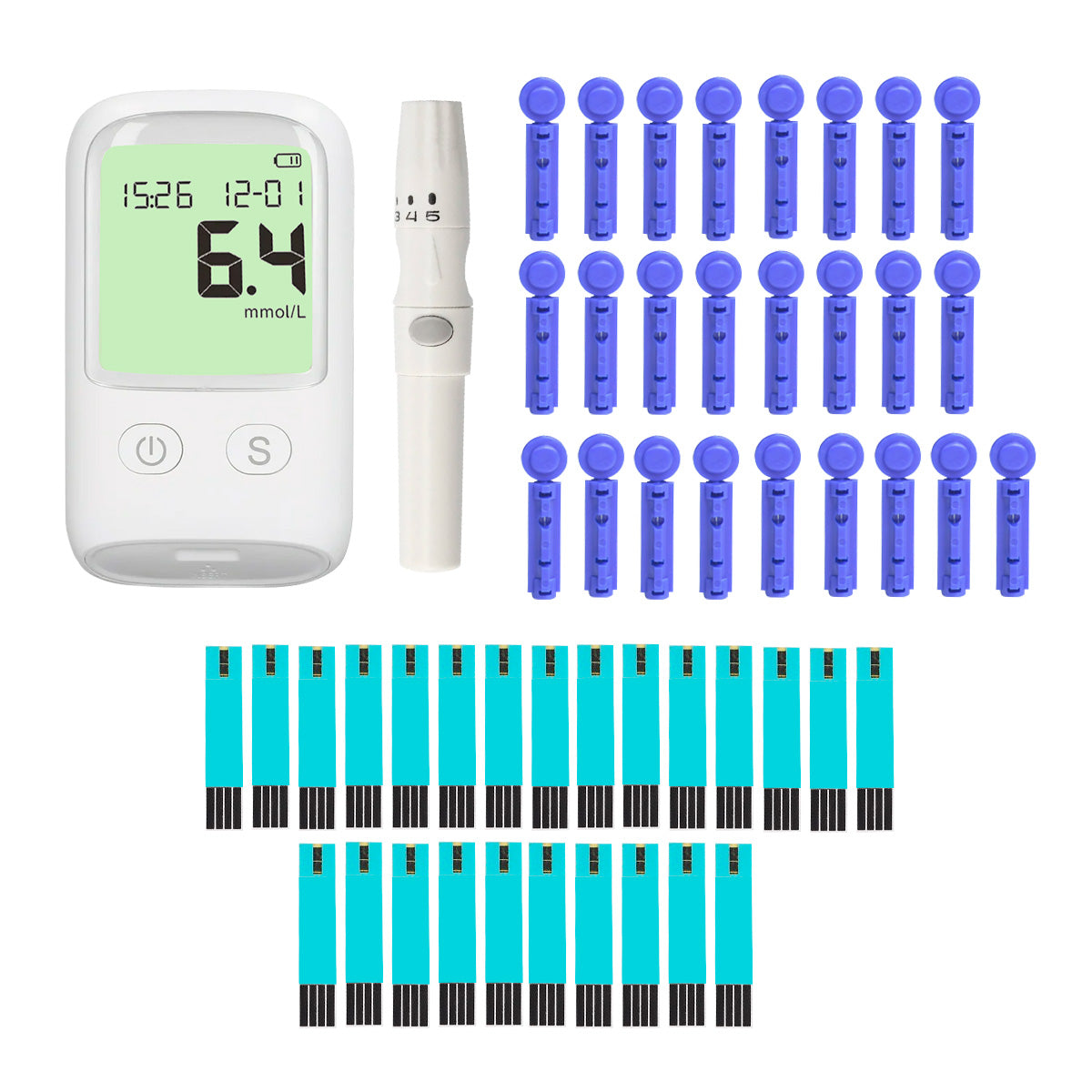 Medidor de Glucosa en Sangre Glucómetro con Tiras Reactivas Blanco | Slim Company