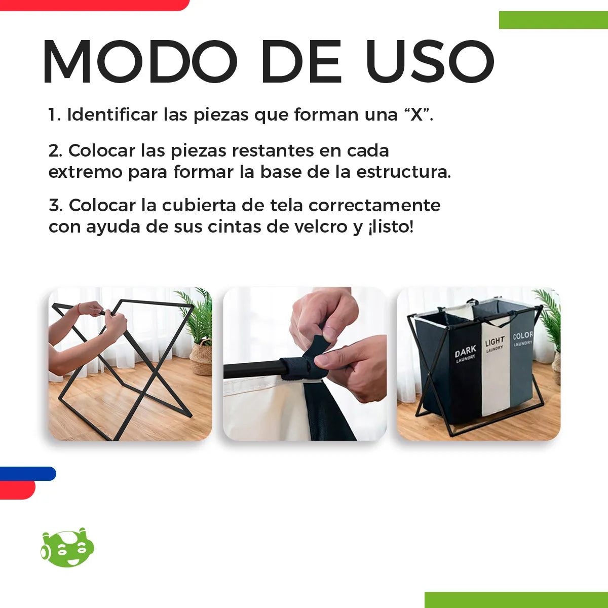Cesto de Ropa Sucia Organizador de 3 Compartimentos Plegable | Slim Company