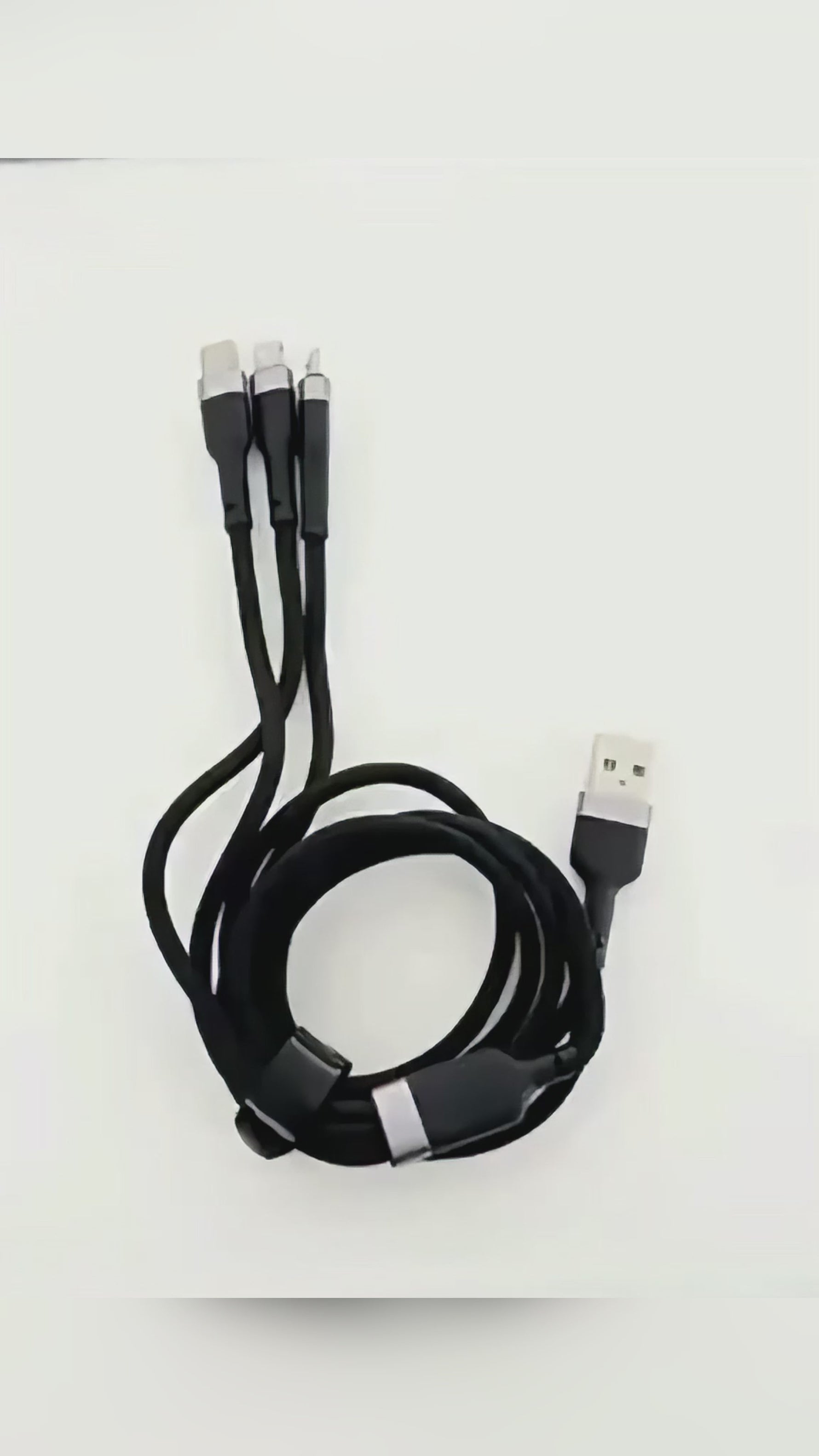 Cable USB 3 en 1 de Carga 3A 1.2m para iPhone Tipo C y Micro USB Negro | Slim Company