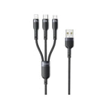 Cable USB 3 en 1 de Carga 3A 1.2m para iPhone Tipo C y Micro USB Negro | Slim Company